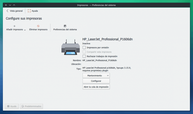 Impresora Manjaro