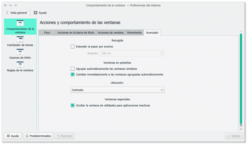 Opciones de KWin
