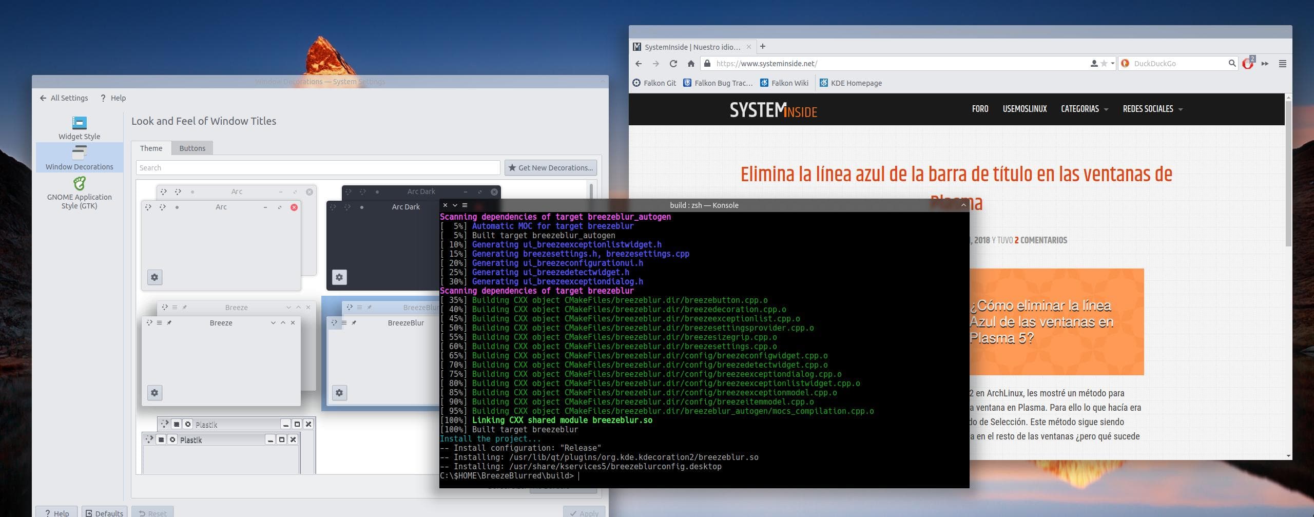 Como tener el tema Breeze para KWin con desenfoque