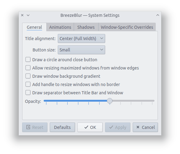 BreezeBlur Preferencias