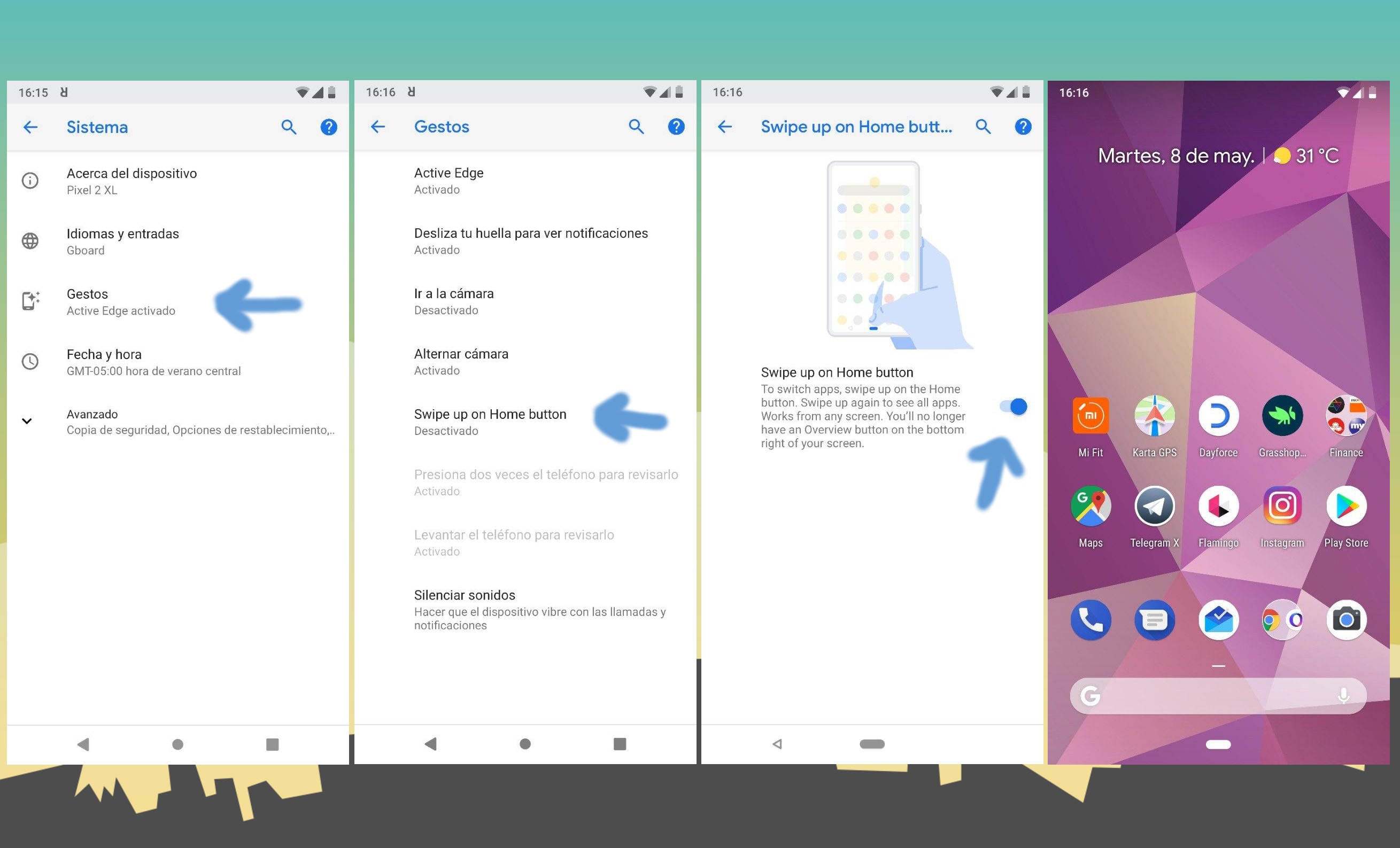 Cómo activar los gestos en Android P Beta