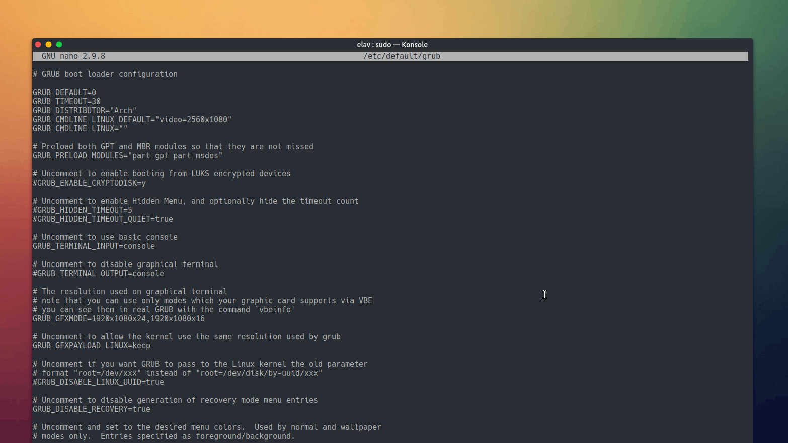 Como cambiar la resolución del GRUB y la fuente del TTY