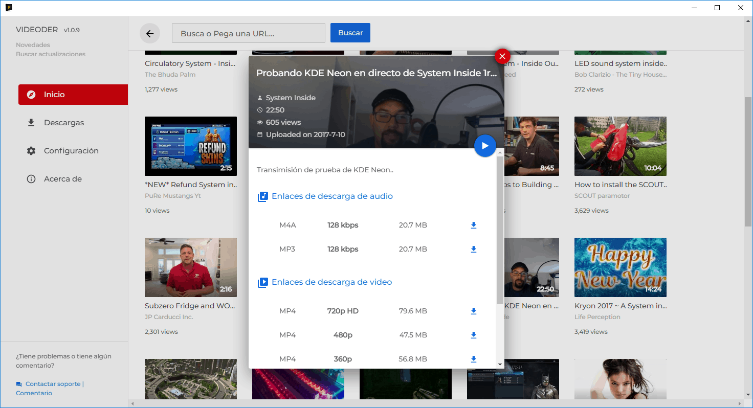 Descarga música y videos de Youtube y 50 sitios más en Windows con Videoder