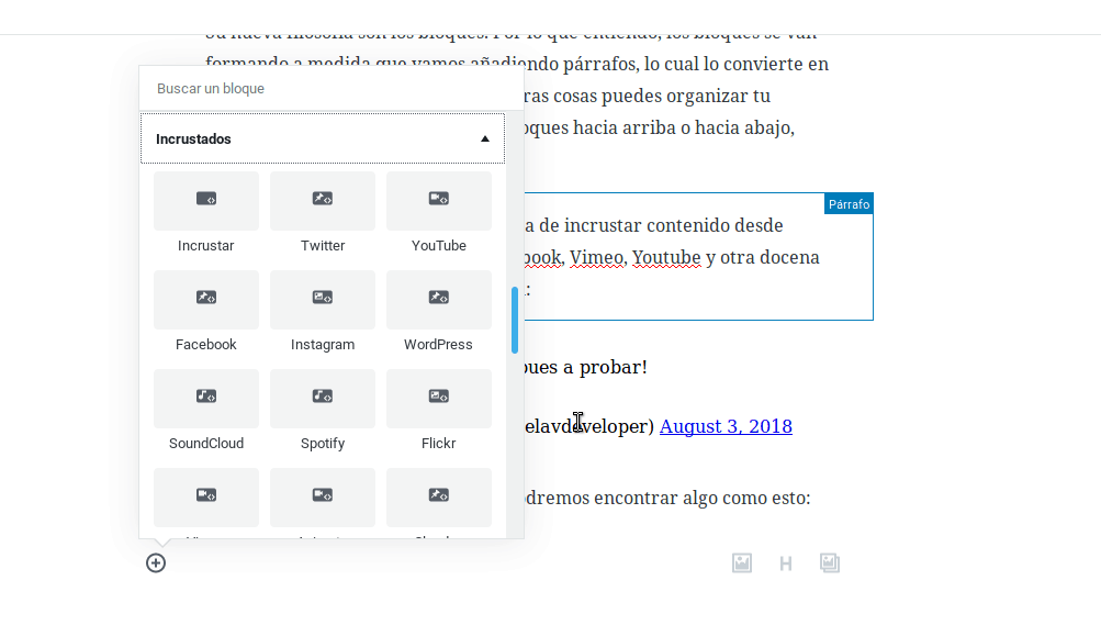 Primer vistazo a Gutenberg, el nuevo editor de Wordpress
