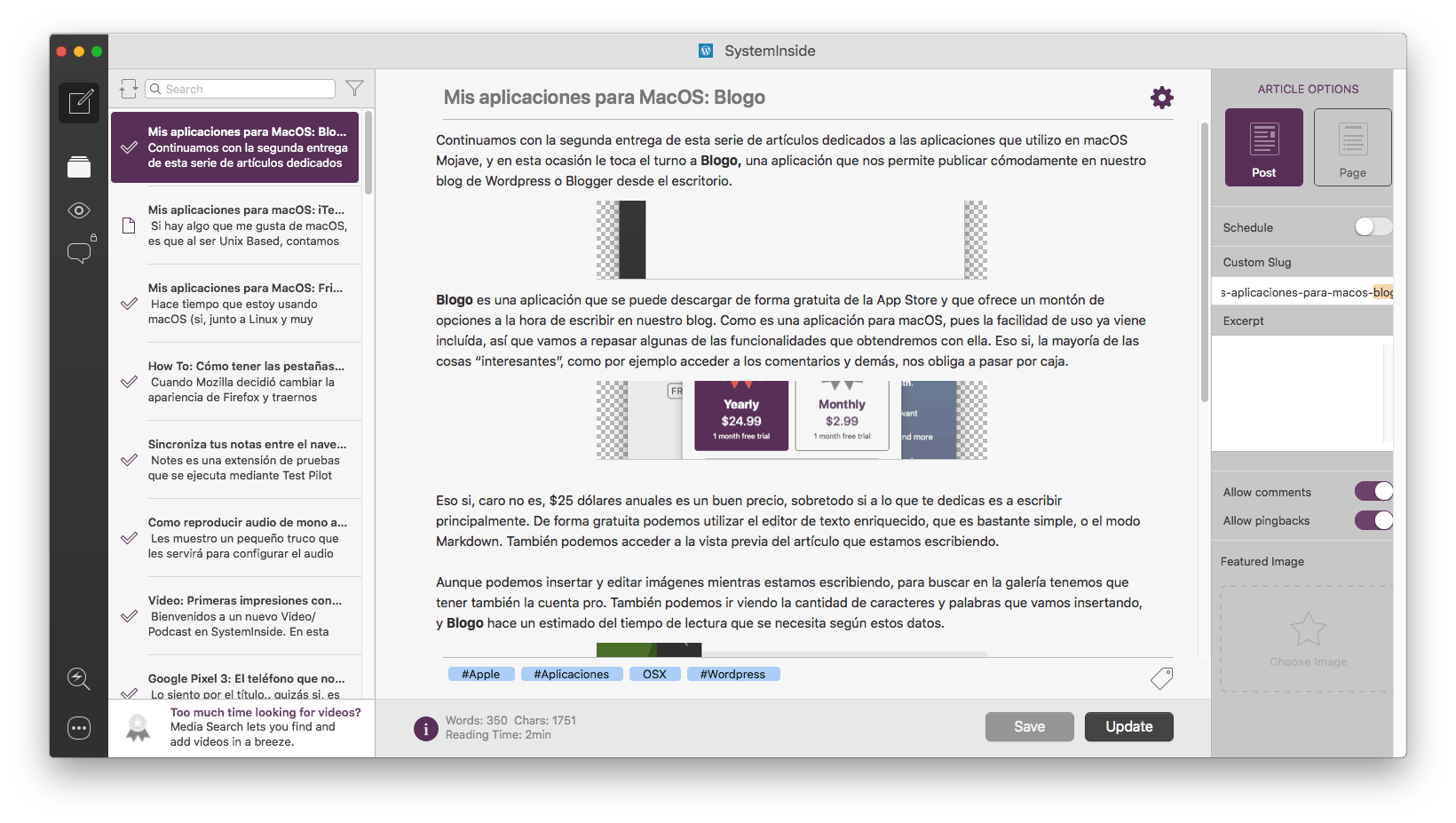 Mis aplicaciones para MacOS: Blogo