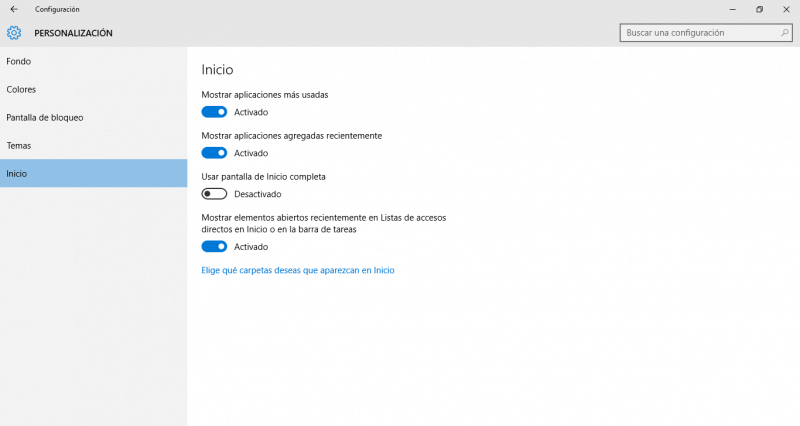 Windows Personalizacion Inicio