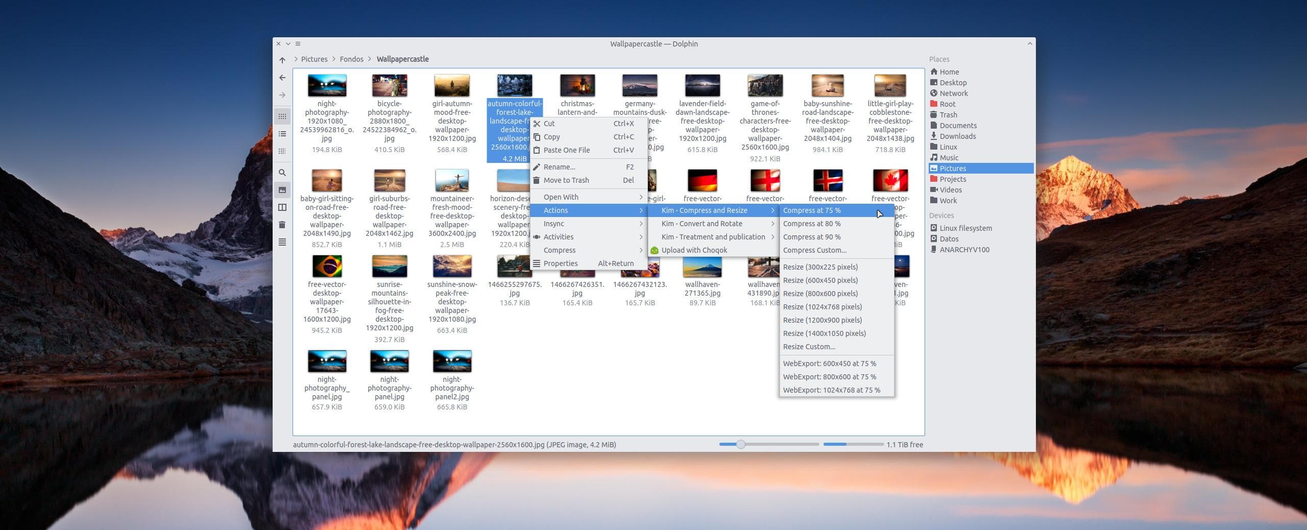 KDE Image Menu: comprime, convierte o cambia el tamaño de una imagen con el clic derecho