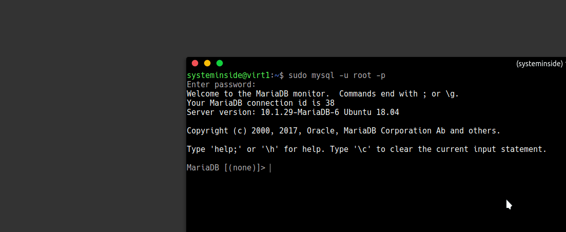 Establecer contraseña de root en MariaDB/MySQL en Ubuntu 18.04