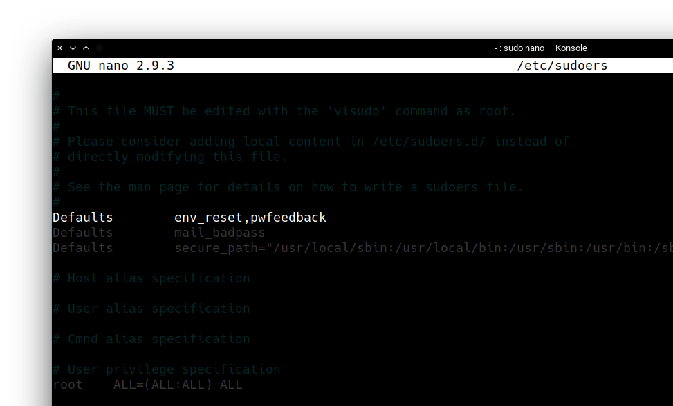 Mostrar asteriscos en la terminal de Linux al usar sudo